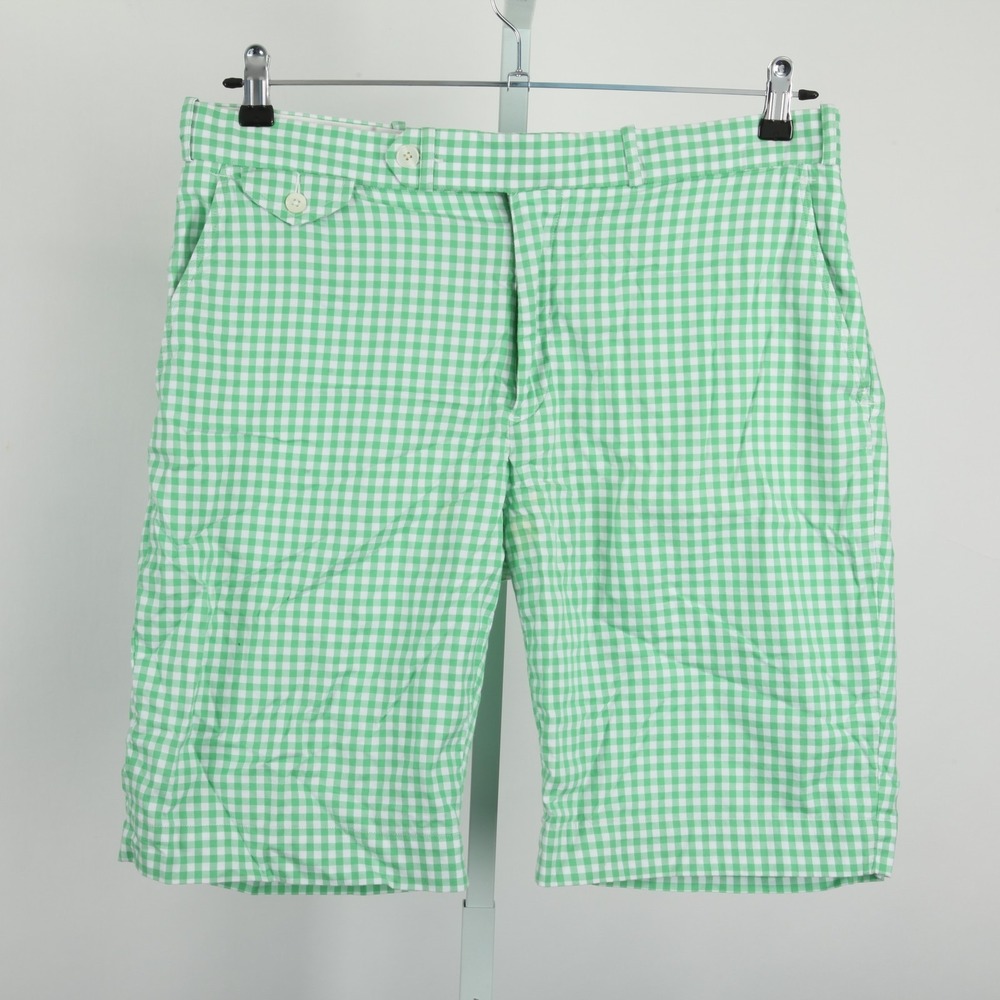 Polo Ralph Lauren Men's Size 34 Green White Gingham Plaid Cotton Shorts